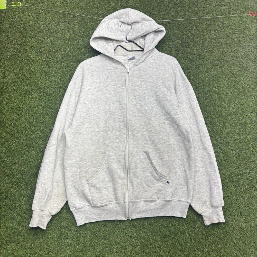 Vintage Russell Athletic Hoodie Mens Large Zip Sweatshirt Made in USA 90s Blank